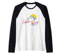 Lake Tahoe Esquí California Vintage Sunset Montaña Camiseta Manga Raglan
