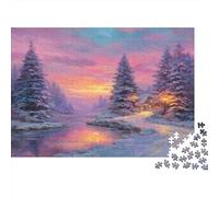 Lake Tahoe in Winter Rompecabezas para Adultos |Snow Bunch of Pine Trees at Sunset| De Diversión Familiar 1000pcs (75x50cm)
