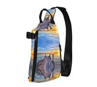 Lake Under Sunset Baseball and Glove Diagonally Sling Bag, Crossbody Sling Backpack Shoulder Chest Bag para Mujeres Hombres, Travel Hiking Daypack