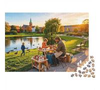 Lake Village 1000 Piezas Jigsaw Puzzle Recycled Paper Pastoral Realism Puzzles para Adultos Impossible Hard Difficult Challenging Alivia la Demencia Senil Fun 52x38cm/1000pcs