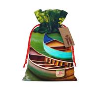 Lake With Boats Canoes Park"Bolsa de regalo reutilizable para fiestas y diseño de cordón que hacen que tu regalo sea más delicado