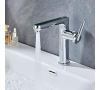LakeBayMZC Grifo de Baño con indicador LED de Temperatura,Grifo de Lavabo,Mezclador de Lavabo de Baño,Grifos Monomando,Agua Fría y Caliente,Cromo