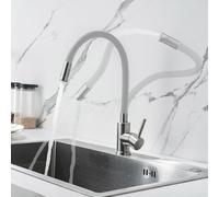 LakeBayMZC Grifo de Cocina con 2 tipos de chorros de agua, grifo de cocina negro con caño flexible, grifo giratorio 360°, grifo de cocina de acero inoxidable cepillado y manguera de silicona segura