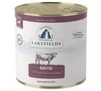 Lakefields Comida para perros de alta calidad húmeda, 100% pura de vacuno, 800 g, carne muscular, carne de vacuno de pastos apropiados para las especies, comida húmeda sin cereales para perros