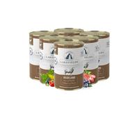 Lakefields Comida para perros de alta calidad húmeda | cordero 60% | 6 x 400 g | Comida húmeda sin cereales para perros | Ingredientes naturales de calidad alimentaria | Calabacín, zanahorias y
