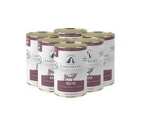 Lakefields Comida para perros de alta calidad húmeda | vacuno puro 100% | 6 x 400 g | Carne muscular pura | carne de vacuno de pastos adecuados para animales | Comida húmeda sin cereales para perros |