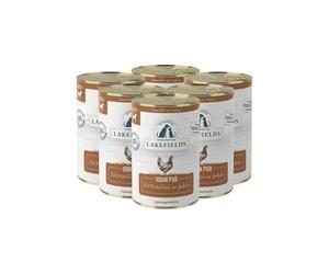 Lakefields Comida premium para perros húmeda | Pollo puro 100% | 6 x 400 g | Carne muscular pura | Carne de pollo procedente del lago Constanza | Comida húmeda sin cereales para perros | regional y
