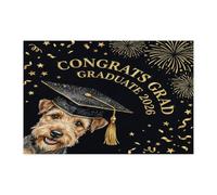 Lakeland Terrier - Rompecabezas de 1000 piezas, diseño de perro con texto en inglés "Congrats Grad" para adultos, rompecabezas de madera, clase de 2026, decoración impresa para entretenimiento