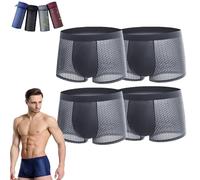 LAKEMON Calzoncillos Tipo bóxer de Fibra de bambú, Box Hero Boxers de bambú, 4 Calzoncillos Tipo bóxer de Fibra de bambú, para Comodidad Durante Todo el día (Grey,L (40-55KG))