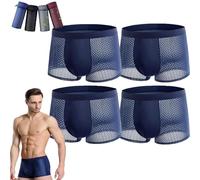 LAKEMON Calzoncillos Tipo bóxer de Fibra de bambú, Box Hero Boxers de bambú, 4 Calzoncillos Tipo bóxer de Fibra de bambú, para Comodidad Durante Todo el día (Blue,2XL (65-75KG))