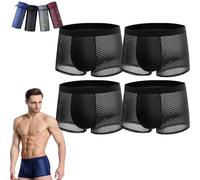 LAKEMON Calzoncillos Tipo bóxer de Fibra de bambú, Box Hero Boxers de bambú, 4 Calzoncillos Tipo bóxer de Fibra de bambú, para Comodidad Durante Todo el día (Black,3XL (75-85KG))