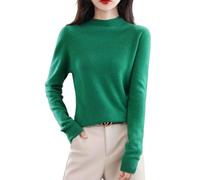 LAKEMON Suéteres de Cachemira para Mujer,Suéter Suave y Acogedor,Suéteres de Cachemira de Manga Larga con Cuello Redondo para otoño e Invierno (Large,Green)