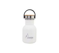 Laken Basic Steel Bambú - Botella De Agua 0.35l En Acero Inoxidable Con Asa. Blanco