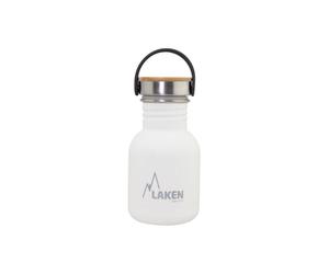 Laken Basic Steel Bambú - Botella De Agua 0.35l En Acero Inoxidable Con Asa. Blanco