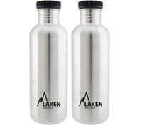 LAKEN Bot. ac. inox Basic 1000ml - Negro tapón rosca plástico (Paquete de 2)