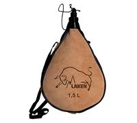 LAKEN Botella de Vino de Cuero Curado Forma Recta 1,5L - Botella de Vino Elegante y Funcional - Recipiente Duradero y Fácil de Limpiar