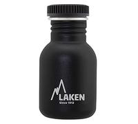 LAKEN Botella de Agua de Acero Inoxidable (0,35L - Negro) con Tapón Basic - Para Niños y Adultos/Para Gimnasio y Deportes - Reutilizable y Reciclable