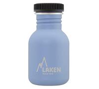 LAKEN Botella de Acero Inoxidable con Tapón de Rosca, Negro y Boca Ancha 350ml, Azul