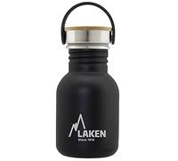Laken sehr robuste Edelstahlflasche Schwarz Unisex-Botella de Acero Inoxidable Muy Resistente para Adultos, 0,35 l, Color Negro, 0.35