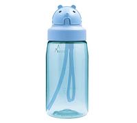 LAKEN Tritan Botella de Agua para Niños - (0,45L, Azul) con Tapón OBY y Pajita - Cantimplora Pequeña con Cierre de Seguridad - Reutilizable, Reciclable, Ideal para Niños