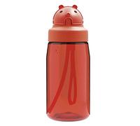 LAKEN Tritan Botella de Agua para Niños - (0,45L, Rojo) con Tapón OBY y Pajita - Cantimplora Pequeña con Cierre de Seguridad - Reutilizable, Reciclable, Ideal para Niños