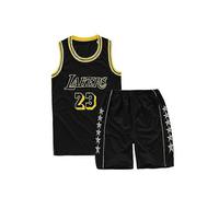 Lakers #23 Lebron James Jersey No.23 Basketball Uniform Set Kids Black 3XS (85-95cm)