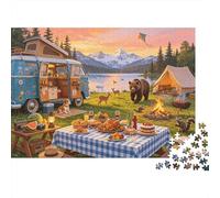 Lakeside Campsite 1000 Piezas Puzzle Reciclable Cozy Picnic Puzzles para Personas Mayores Family Gaming Time Props Relieve Senile Dementia Great Gift 70x50cm/1000pcs