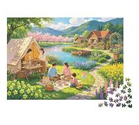 Lakeside Picnic Puzzle de 1000 Piezas Papel Reciclado Pastoral Art Puzzles para Niños y Niñas de 6 Años en Adelante Family Gaming Time Props Great Gift Idea Home 70x50cm/1000pcs