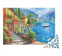 Lakeside Villa Scenery Puzzle 1000 Piezas Recyclable Lake como Senior Puzzles Juego Educativo Descompresión Ideal para la Familia y Amigos Cumpleaños 38x26cm/1000pcs