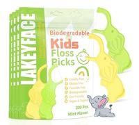 Lakeyface Hilo dental biodegradable para niños, lindos palillos de hilo dental de elefante, sin flúor, sin BPA, ecológicos, sabor a menta, 2 colores, 50 unidades (paquete de 4)
