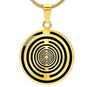 Lakhovsky MWO - Collar con colgante de 30 mm, collar de joyería de moda, color dorado, cadena de acero inoxidable para mujeres y hombres, oscilador multionda, colgante de bobina Tesla, mediano, acero