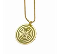 Lakhovsky MWO - Collar con colgante de disco de 35 mm, unisex, oscilador multionda, colgante de bobina, cobre amarillo dorado con cadena