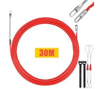 Lakigoes Cable de 30 m, espiral retráctil, diámetro de 4,5 mm, alambre retráctil con 2 muelles guía, cinta retráctil, ayuda para retracción de cables, en tubos vacíos ideales para cables eléctricos,