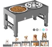 LAKIPETN Cuencos elevados para Perros con 2 Cuencos de Acero Inoxidable para Comida para Perros, 5 Alturas Ajustables, se Ajustan a 3.1 Pulgadas, 9 Pulgadas, 10 Pulgadas, 11 Pulgadas, 12 Pulgadas,