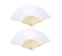 LAKJUOZ 2 Piezas Abanicos De Mano Plegable,Abanico Blanco, Para Party, Symposium,Abanicos De Tela Y Bambú Con Tallas, Para Refrescarse En Verano, Para Bodas Y Carnaval