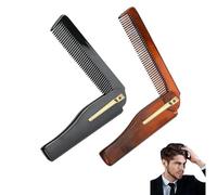 LAKJUOZ 2 Piezas Peine Hombre Plegable Cepillo Pelo, Peine Barba Premium Para Hombres Mini Hair Brush Con Decoración De Chapa Metálica Antiestático Pequeño Bolsillo Moustache Peine Pelo