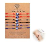 LAKJUOZ 6 Piezas Amuletos De La Suerte Y Proteccion,7 Nudos Pulseras De Mal De Ojo Tejido A Mano Ajustable Amuleto De La Suerte Kabbalah Pulsera Hilo Rojo Del Destino Protección Para Mujeres Hombres