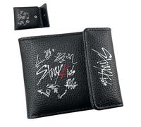 LAKJUOZ Cartera Negra De Stray Para Niñas, Cartera De Piel Sintética De Stray Con Broches A Presión, Skzoo Billetera