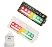 LAKJUOZ Pin Social Battery Pin, 2 Piezas Divertido Broche Para El Estado De Ánimo Social Durante 7 Días, Agujas De Humor Interactivas, Pines De Esmalte De Batería Social, Pin De Insignia
