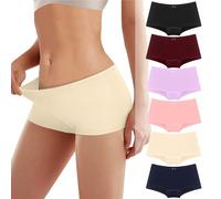 Lakpoau Braguitas Boxer Mujer Algodon, Shorts Tipo Bóxer Bragas Pantalónes Cortos, Elástico Bragas Culotte Shorts con Entrepierna Algodón, Ropa Interior Segura y Cómoda Pack de 6 UN9 M