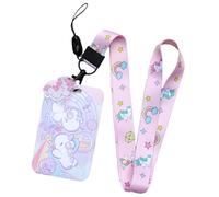 LAKPYN 1 Pieza Tarjetero Colgante,Unicornio Cordón con Porta Tarjetas Identificativas, Llaves Cordón de Muñeca Correa Funda Tarjeta Identificación para Escuela, Reunión de Trabajo、Colgante Clave