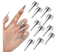 LAKPYN 10 Piezas Gnillos de garras de dedo de Halloween, herramienta de selección de separación de cabello, clavo de metal Punk Rock Nail Finger Armor Gothic Talon Nail Fingertip Garra
