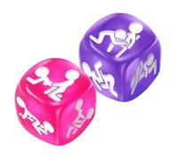 LAKPYN 2 piezas de juego de dados sexuales, juegos sexuales calientes para parejas, cubos eróticos morados orales y rosas para el sexo, 1,8 cm, para parejas adultas en el dormitorio
