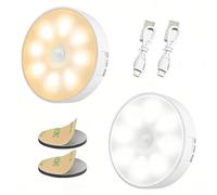 LAKPYN 2 Piezas Luces de sensor de movimiento recargables USB para interior, Sensor de cuerpo humano + sensor de luz, para dormitorio, pasillo, cocina, armario de escalera(0,6 W 500 mA)
