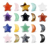LAKPYN 20 psc de Cristal Natural Colgantes de Piedras Preciosas colgante suerte collar del encanto 10 psc de cristal en forma de estrell 10 psc de cristal en forma de luna colores aleatorios