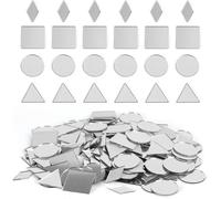 LAKPYN 200 Piezas espejos pequeños para manualidades, para bricolaje, mosaico de vidrio, piezas de vidrio para manualidades, hogar, pared, arte, 4 formas cuadradas de diamante redondo, triangular