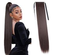 LAKPYN Coda Lunga Lisci Cavallo Estensione 50cm Marrone Capelli Estensione Coulisse Sintetici Clip en Posticci Finta Coda para mujer