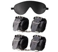 LAKPYN Juegos Eróticos, Conjunto de 3 piezas de esposas, esposas para piernas y venda para los ojos, Juguetes Sexuales para Adultos, Para Parejas (Negro)
