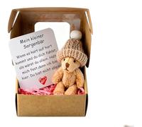 LAKPYN Worry Bear Hug in a Box Alemán,Mini Oso de Preocupación con Tarjeta Inspiradora,Mini Oso de Peluche Hecho a Mano en Caja,Pequeño Osos de Bolsillo,Regalo Positivo de Felpa de Apoyo Emocional