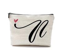LAKYMIE A-Z Bolsa de Cosméticos Personalizada Pequeña Bolsa de Maquillaje Bolsa de Maquillaje Bolsa de Maquillaje Regalos de Cumpleaños Para Mujeres, Madres, Mejores Amigas Y Damas de Honor (Letra N)